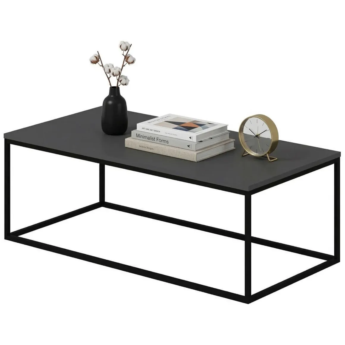 Tavolini Da Salotto > Dmora Tavolino da Salotto Peso Massimo Supportato 10 kg Forma Rettangolare 105x65x40h cm, Sfumatura Colore Struttura Antracite - Azriel Nero Antracite