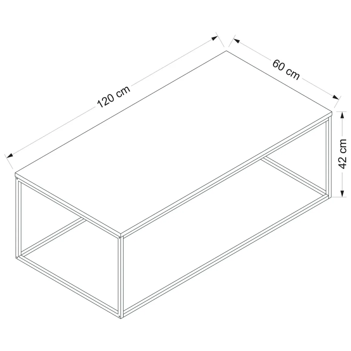 Tavolini Da Salotto > Dmora Tavolino da Salotto Peso Massimo Supportato 10 kg Forma Rettangolare 105x65x40h cm, Sfumatura Colore Struttura Antracite - Azriel Nero Antracite