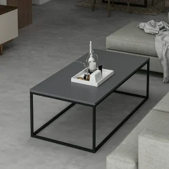 Tavolini Da Salotto > Dmora Tavolino da Salotto Peso Massimo Supportato 10 kg Forma Rettangolare 105x65x40h cm, Sfumatura Colore Struttura Antracite - Azriel Nero Antracite