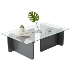 Tavolini Da Salotto|Salotto > Dmora Tavolino da Salotto Portariviste Forma Rettangolare 80x80x40h cm, Sfumatura Colore Struttura Antracite - Gran Nero Antracite