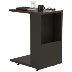 Tavolino da Salotto Nero Antracite con Ruote un Vano 30x40x50h cm, Forma Rettangolare - Vazzola