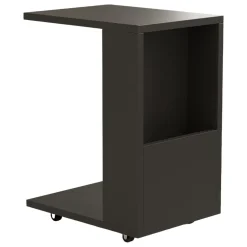 Tavolino da Salotto Nero Antracite con Ruote un Vano 30x40x50h cm, Forma Rettangolare - Vazzola