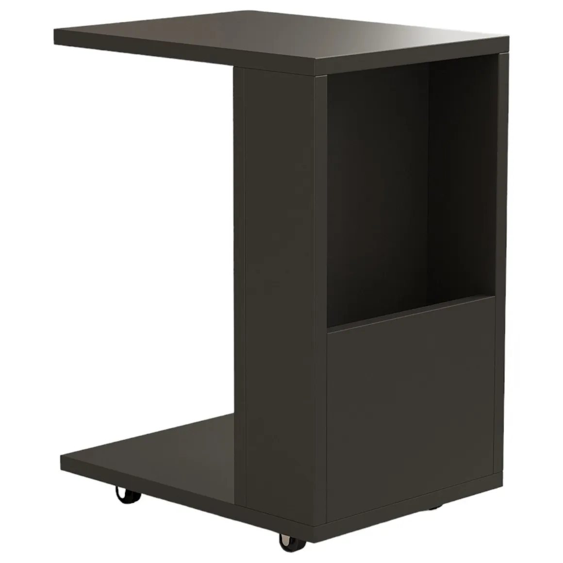 Tavolino da Salotto Nero Antracite con Ruote un Vano 30x40x50h cm, Forma Rettangolare - Vazzola