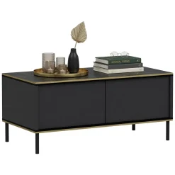 Tavolini Da Salotto > Dmora Tavolino da Salotto un Vano Forma Rettangolare 98x50x43h cm, Piano Sollevabile - Corallo Nero Antracite