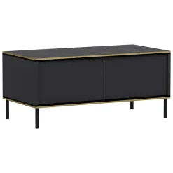 Tavolino da Salotto Nero Antracite oro con Piedini un Vano 90x45x40h cm, Piano Sollevabile - Zerbolo