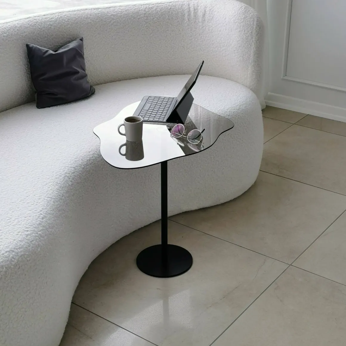 Tavolini Da Salotto > Dmora Tavolino da Salotto Effetto Lucido Forma Quadrato 80x80x30h cm, Materiale Piano in Legno Nobilitato - Pagliara Nero