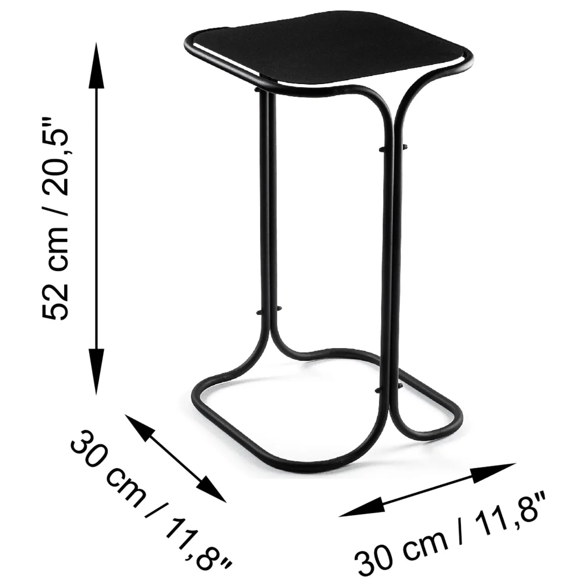 Tavolini Da Salotto > Dmora Tavolino da Salotto Forma Quadrato Materiale Piano in Metallo 45x45x52h cm, Colore Ripiano - Lorsica Nero