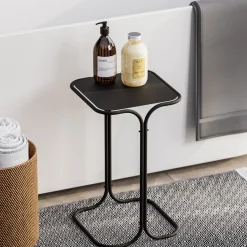 Tavolini Da Salotto > Dmora Tavolino da Salotto Forma Quadrato Materiale Piano in Metallo 45x45x52h cm, Colore Ripiano - Lorsica Nero