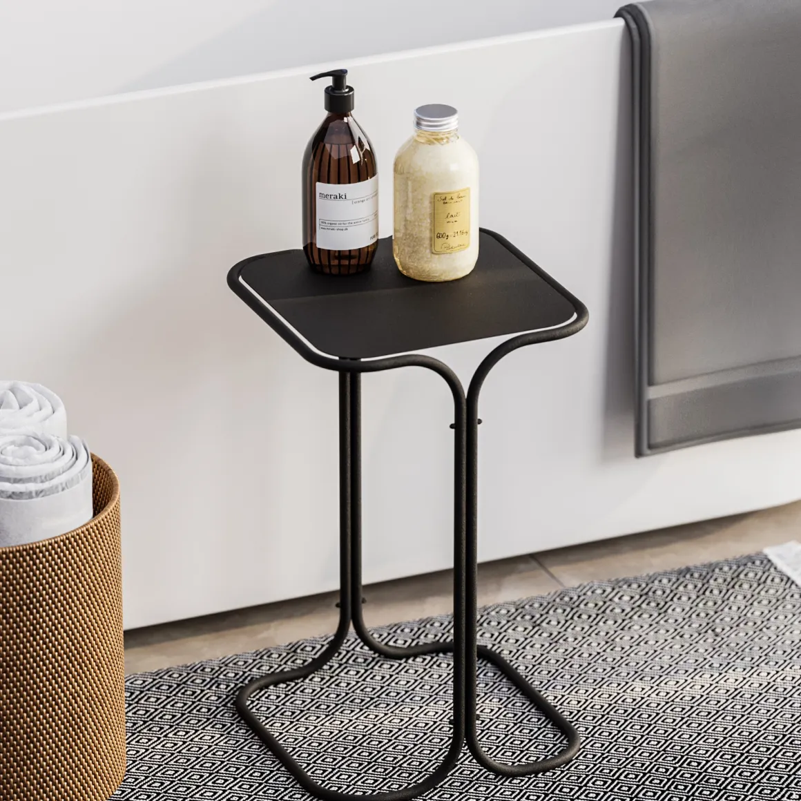 Tavolini Da Salotto > Dmora Tavolino da Salotto Forma Quadrato Materiale Piano in Metallo 45x45x52h cm, Colore Ripiano - Lorsica Nero