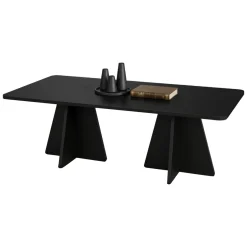 Tavolino da Salotto Nero Forma Rettangolare Materiale Piano in Legno Nobilitato 120x60x40h cm, Colore Ripiano Nero - Ottana