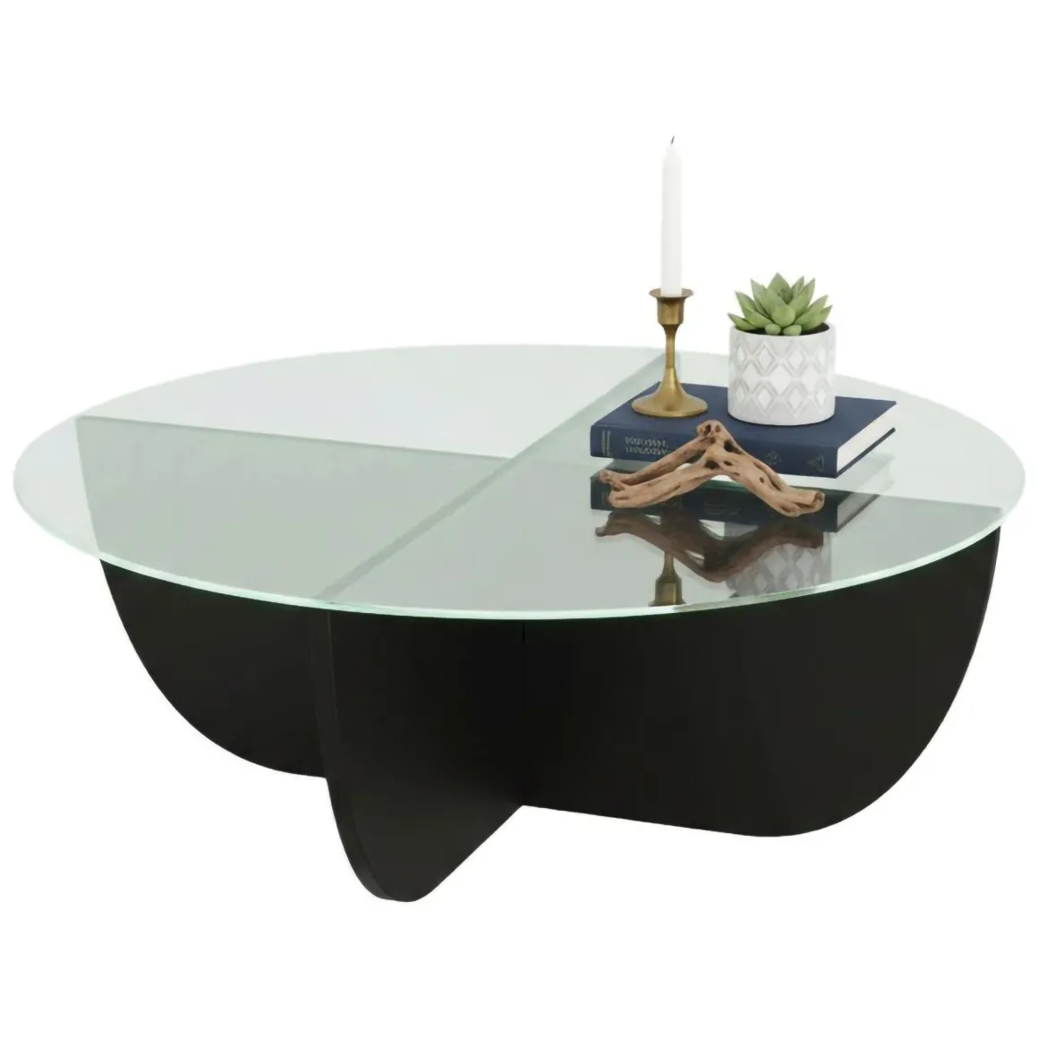Tavolini Da Salotto > Dmora Tavolino da Salotto Forma Rotondo Materiale Piano in Legno Nobilitato 90x90x40h cm, Colore Ripiano - Simbario Nero