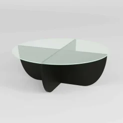 Tavolini Da Salotto > Dmora Tavolino da Salotto Forma Rotondo Materiale Piano in Legno Nobilitato 90x90x40h cm, Colore Ripiano - Simbario Nero
