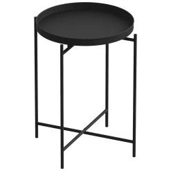 Tavolini Da Salotto > Dmora Tavolino da Salotto Forma Rotondo Materiale Piano in Vetro 75x75x35h cm, Colore Ripiano Trasparente - Cugnoli Nero
