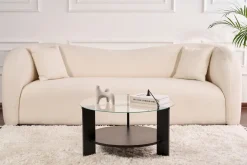 Tavolini Da Salotto > Dmora Tavolino da Salotto Forma Rotondo Materiale Piano in Vetro 80x80x43h cm, Colore Ripiano Trasparente - Moena Nero