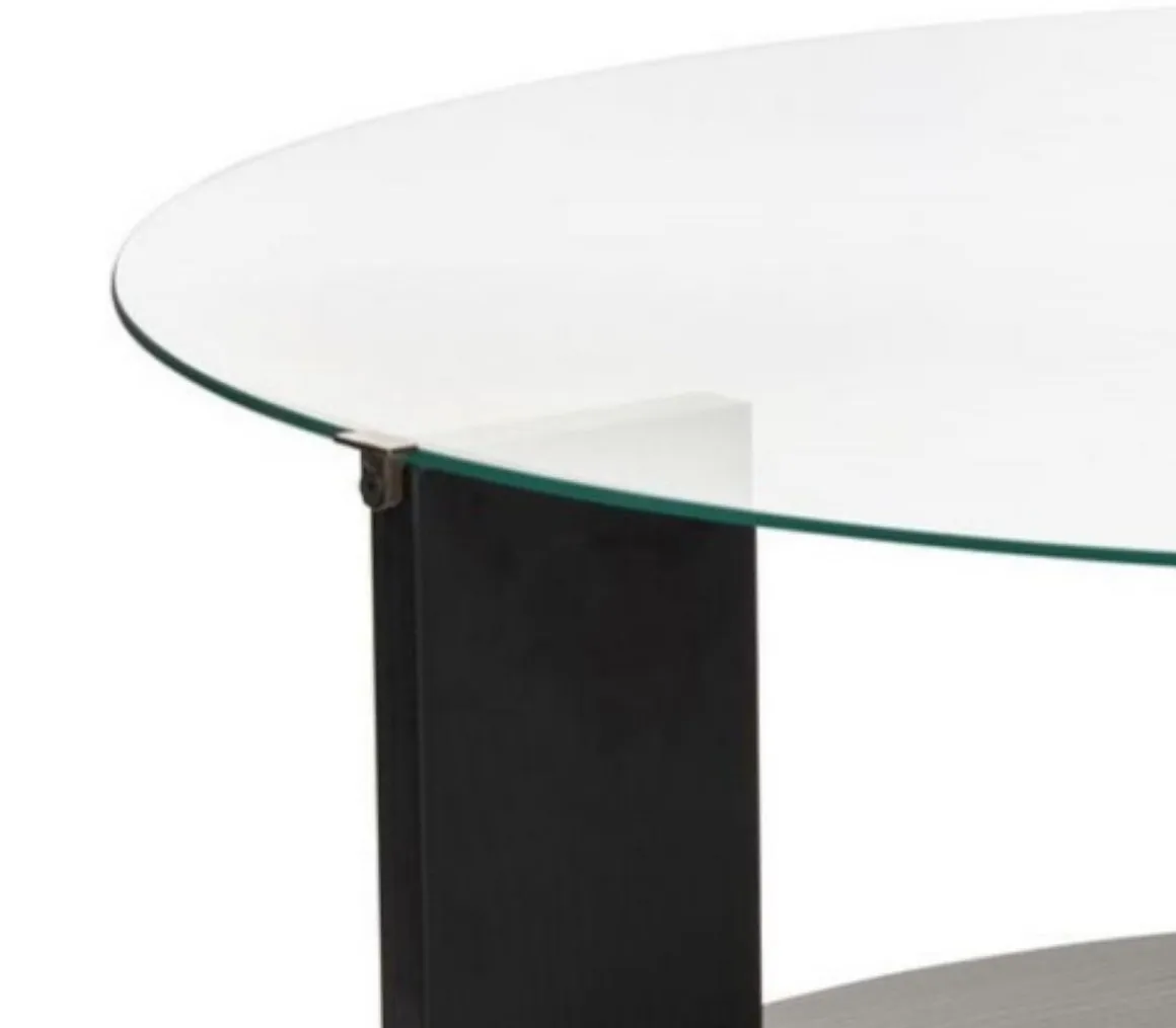 Tavolini Da Salotto > Dmora Tavolino da Salotto Forma Rotondo Materiale Piano in Vetro 80x80x43h cm, Colore Ripiano Trasparente - Moena Nero