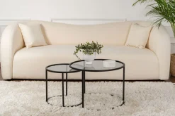 Tavolini Da Salotto > Dmora Tavolino da Salotto Modulabile Forma Rotondo 60x60x39h cm, Sfumatura Colore Ripiano Fume - Lambrugo Nero