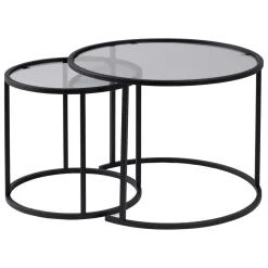 Tavolini Da Salotto > Dmora Tavolino da Salotto Modulabile Forma Rotondo 60x60x39h cm, Sfumatura Colore Ripiano Fume - Lambrugo Nero
