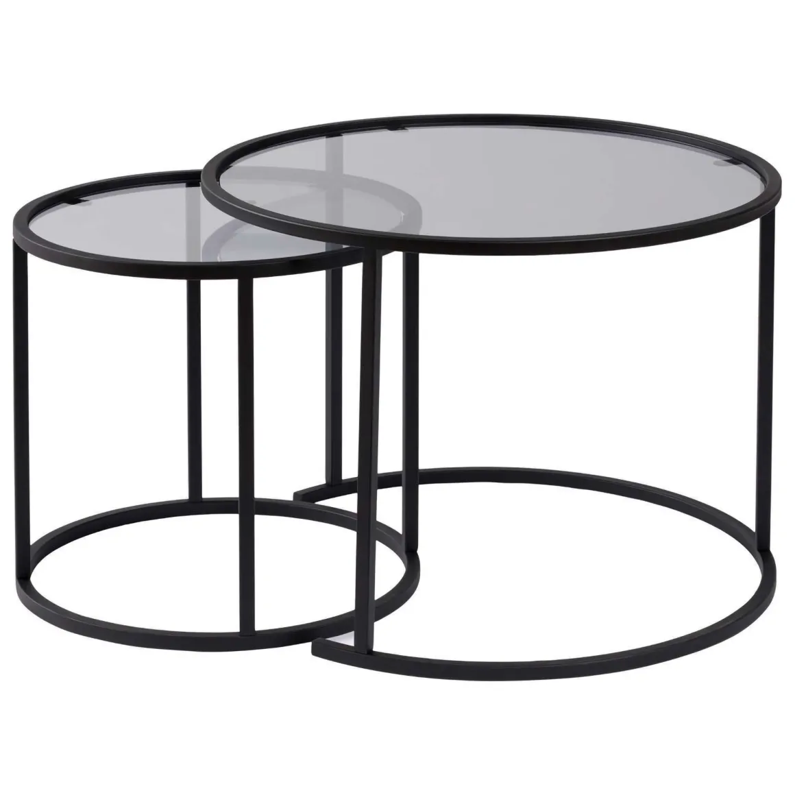 Tavolini Da Salotto > Dmora Tavolino da Salotto Modulabile Forma Rotondo 60x60x39h cm, Sfumatura Colore Ripiano Fume - Lambrugo Nero