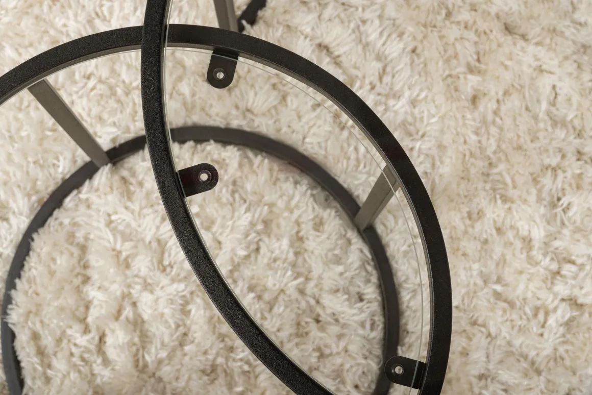 Tavolino da Salotto Nero Modulabile Forma Rotondo 60x60x43h cm, Materiale Piano in Vetro - Simaxis