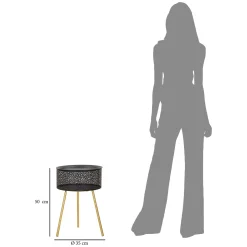 Tavolini Da Salotto > Dmora Tavolino da Salotto Nero oro Contenitore un Vano 40x40x50h cm, Forma Rotondo - Swakom Oro, Nero