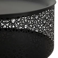 Tavolini Da Salotto > Dmora Tavolino da Salotto Nero oro Contenitore un Vano 40x40x50h cm, Forma Rotondo - Swakom Oro, Nero