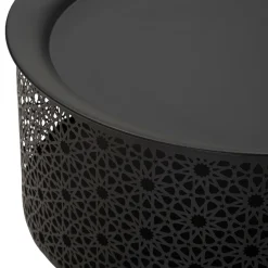 Tavolini Da Salotto > Dmora Tavolino da Salotto Nero oro Contenitore un Vano 40x40x50h cm, Forma Rotondo - Swakom Oro, Nero