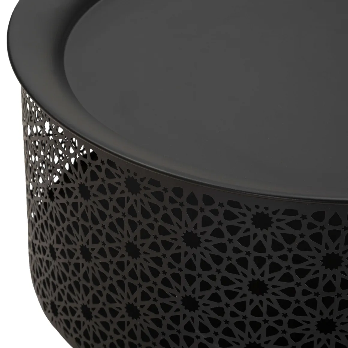 Tavolini Da Salotto > Dmora Tavolino da Salotto Nero oro Contenitore un Vano 40x40x50h cm, Forma Rotondo - Swakom Oro, Nero