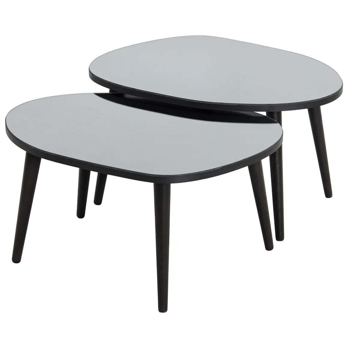 Tavolini Da Salotto > Dmora Tavolino da Salotto Piano in Vetro Temperato Forma Ovale 75x55x38h cm, Sfumatura Colore Ripiano Fume - Frontone Nero