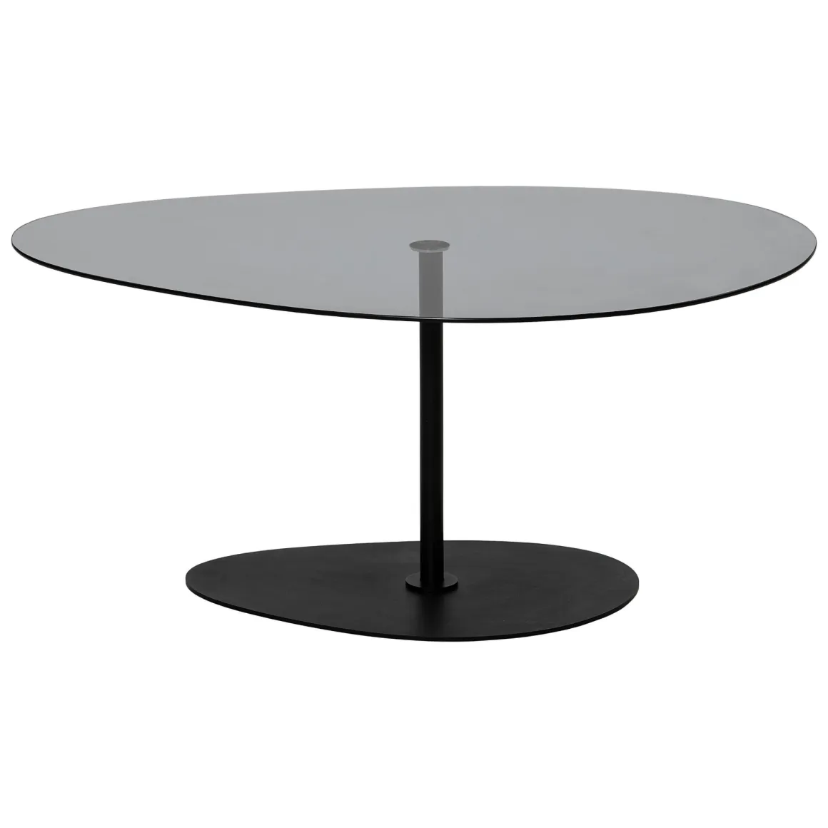 Tavolino da Salotto Nero Piano in Vetro Temperato Forma Ovale 90x60x40h cm, Sfumatura Colore Ripiano Fume - Tremiti