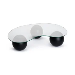 Tavolini Da Salotto > Dmora Tavolino da Salotto Portariviste Forma Ovale 117x60x30h cm, Materiale Piano in Vetro - Sawyer Nero