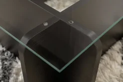Tavolino da Salotto Nero Portariviste Forma Rettangolare 105x65x30h cm, Materiale Piano in Vetro - Kallias