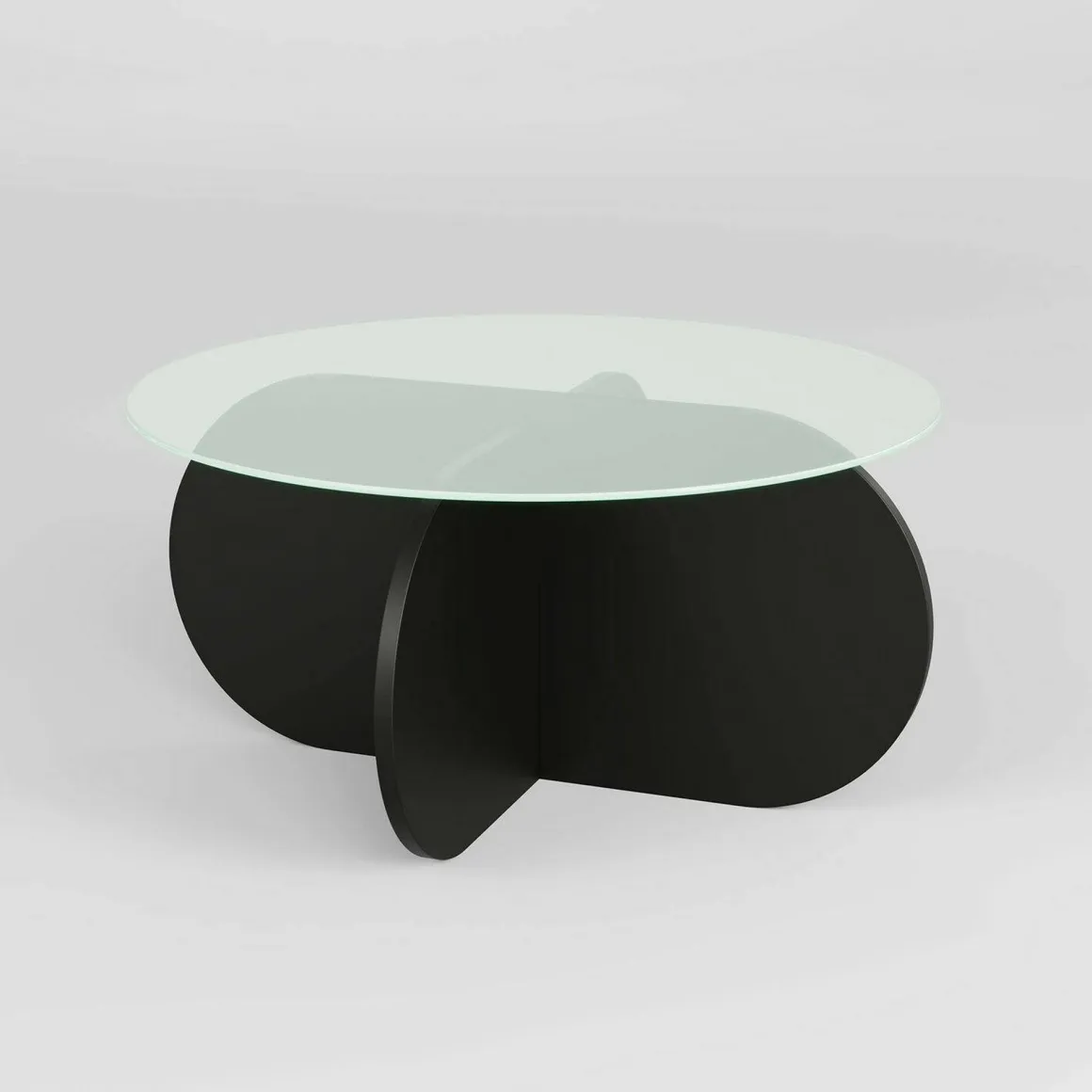 Tavolino da Salotto Nero Portariviste Forma Rotonda 75x75x35h cm, Materiale Piano in Vetro - Nila