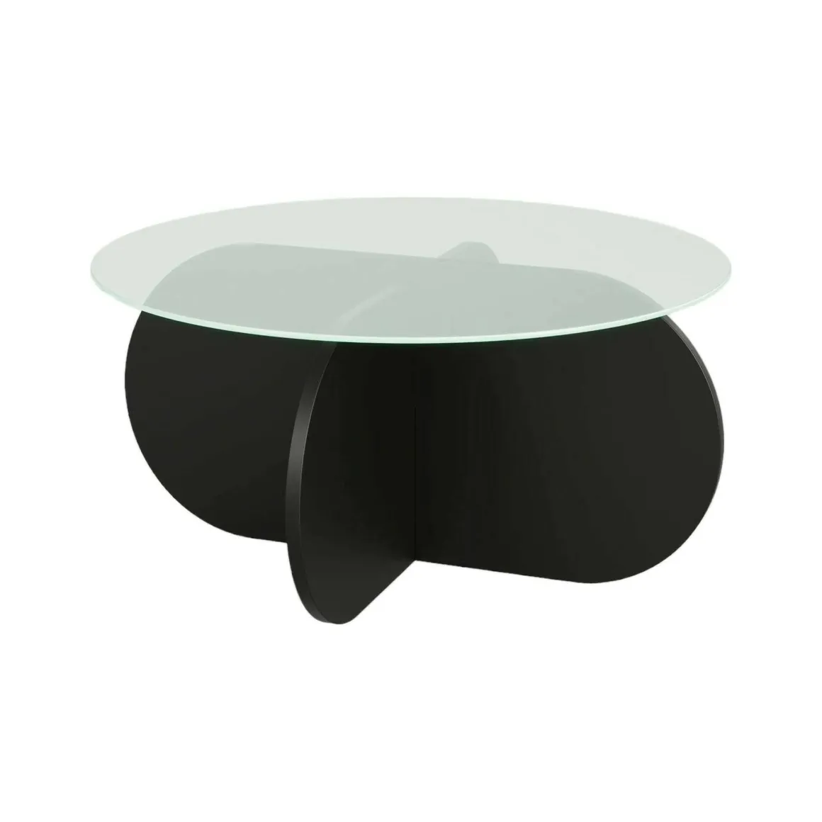 Tavolino da Salotto Nero Portariviste Forma Rotonda 75x75x35h cm, Materiale Piano in Vetro - Nila