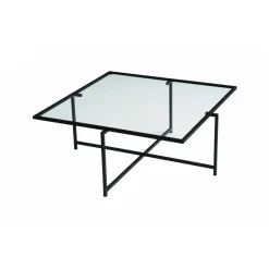 Tavolino da Salotto Nero Resistente All'appannamento Forma Quadrata 85x85x35h cm, Materiale Piano in Vetro - Mascate