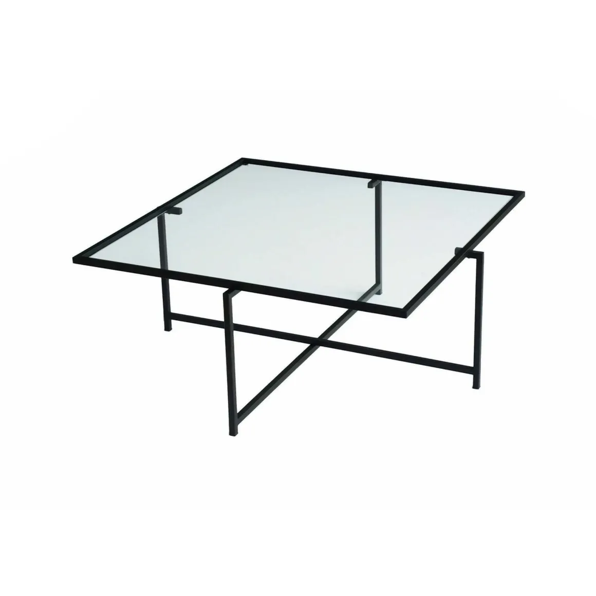 Tavolino da Salotto Nero Resistente All'appannamento Forma Quadrata 85x85x35h cm, Materiale Piano in Vetro - Mascate