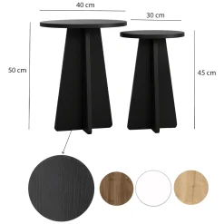 Tavolini Da Salotto > Dmora Tavolino da Salotto set 2 Pezzi Forma Rotondo 40x40x50h cm, Materiale Piano in Legno Nobilitato - Dorina Nero