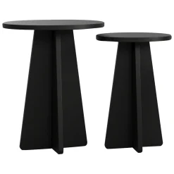 Tavolini Da Salotto > Dmora Tavolino da Salotto set 2 Pezzi Forma Rotondo 40x40x50h cm, Materiale Piano in Legno Nobilitato - Dorina Nero