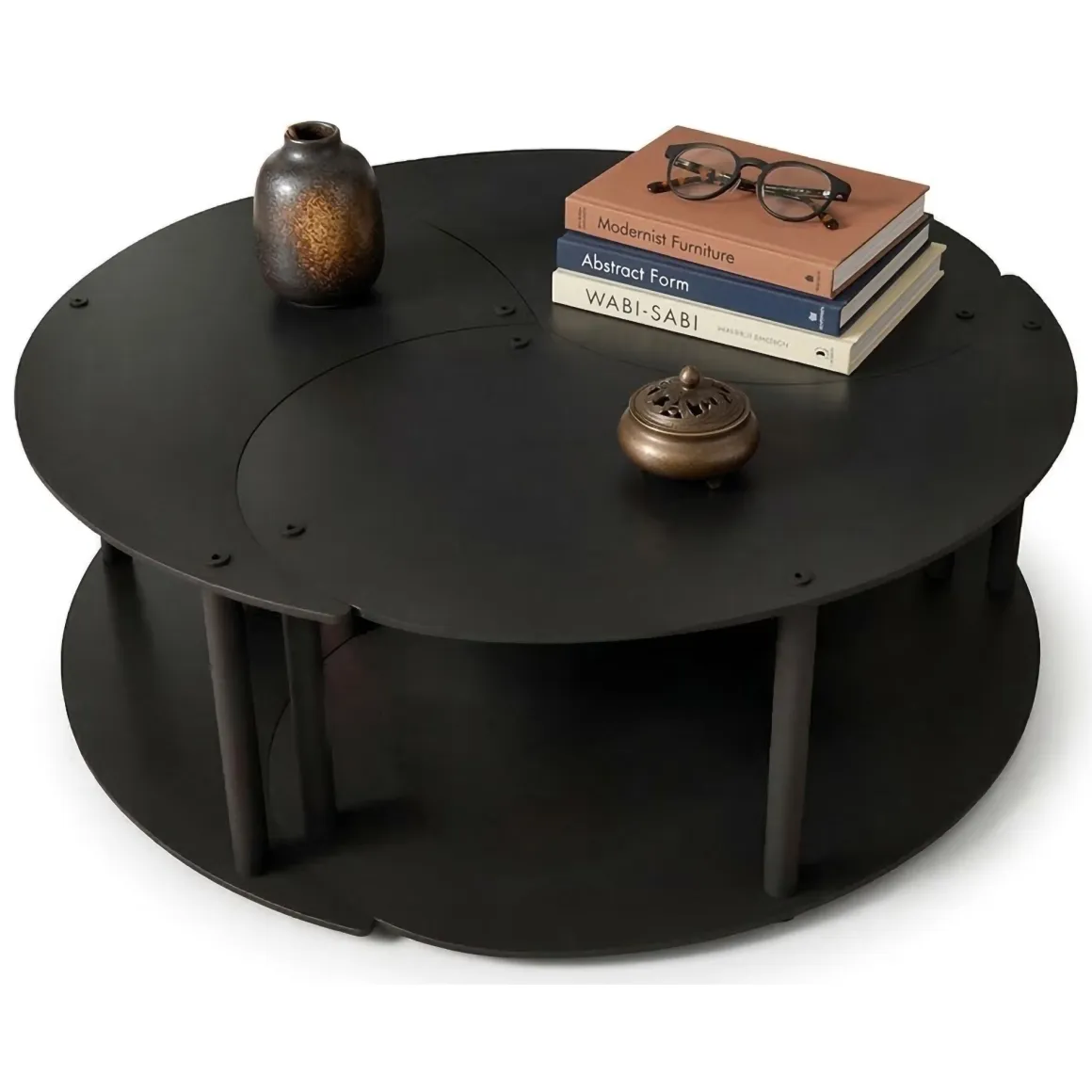 Tavolini Da Salotto > Dmora Tavolino da Salotto set 3 Pezzi Forma Rotondo 50x50x58h cm, Materiale Piano in Legno Nobilitato - Daiano Nero
