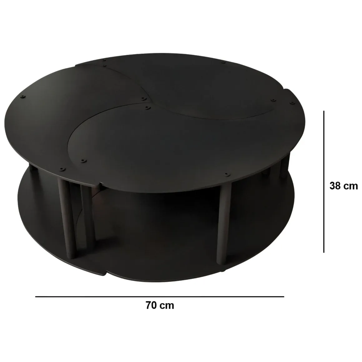Tavolini Da Salotto > Dmora Tavolino da Salotto set 3 Pezzi Forma Rotondo 50x50x58h cm, Materiale Piano in Legno Nobilitato - Daiano Nero