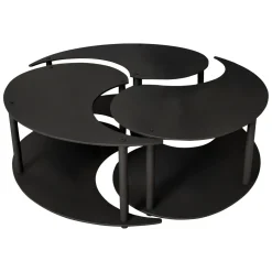 Tavolini Da Salotto > Dmora Tavolino da Salotto set 3 Pezzi Forma Rotondo 50x50x58h cm, Materiale Piano in Legno Nobilitato - Daiano Nero