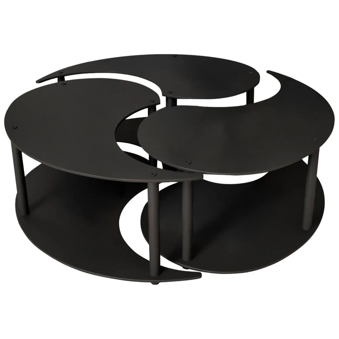 Tavolini Da Salotto > Dmora Tavolino da Salotto set 3 Pezzi Forma Rotondo 50x50x58h cm, Materiale Piano in Legno Nobilitato - Daiano Nero
