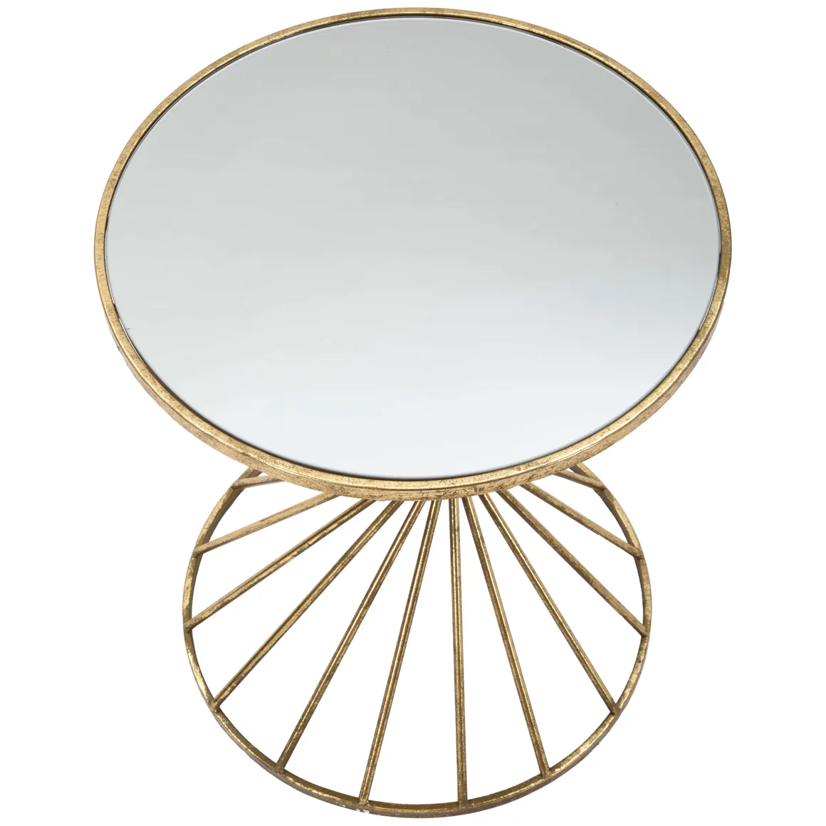 Tavolino da Salotto oro Bianco Forma Rotondo Colore Ripiano Bianco 42x42x50h cm, Materiale Struttura in Vetro - FoxGla