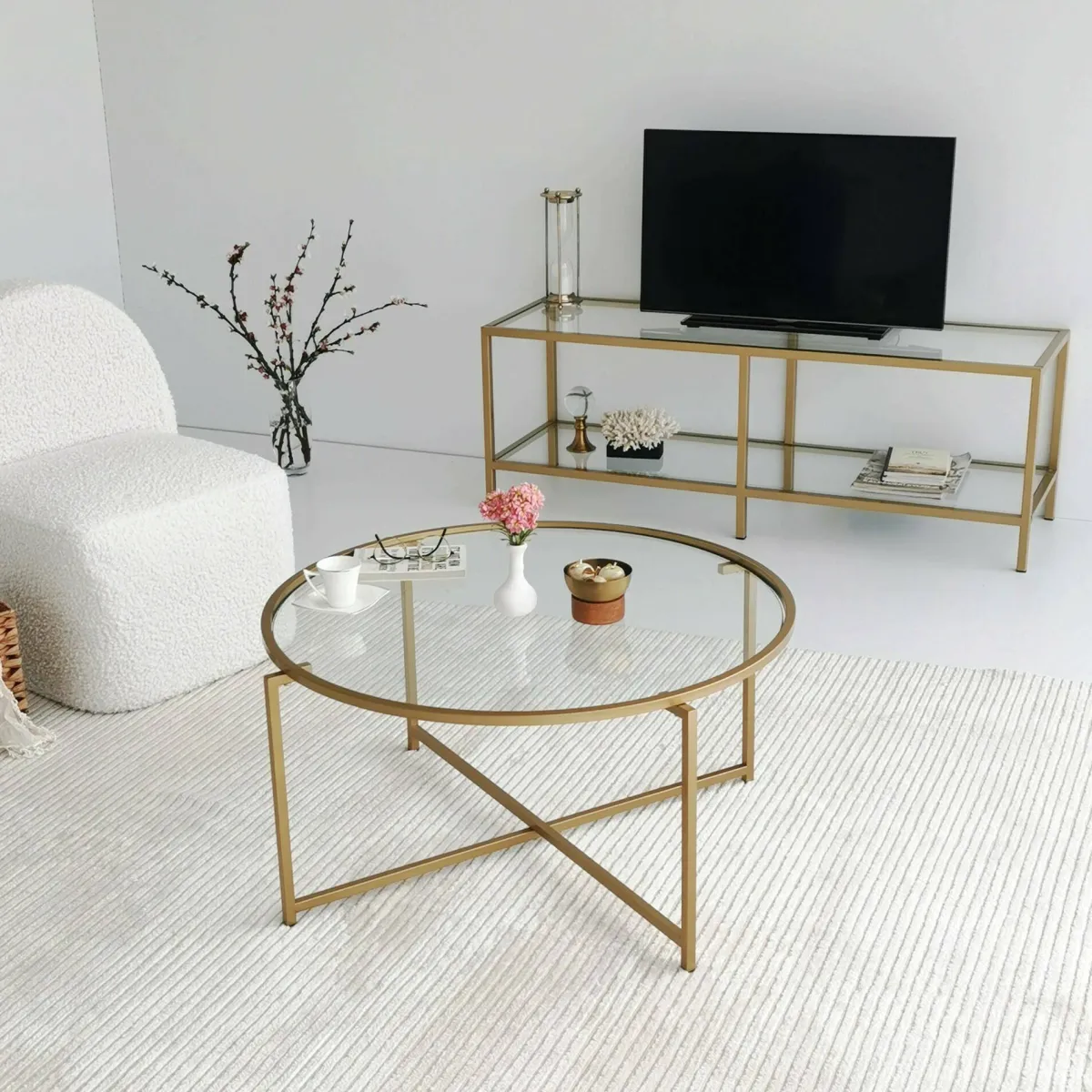Tavolini Da Salotto|Salotto > Dmora Tavolino da Salotto Cassetti 83x83x40h cm, Vani - Ecaterina Oro