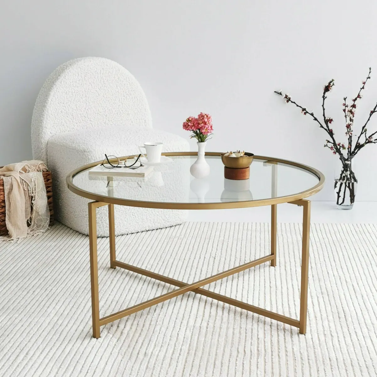 Tavolini Da Salotto|Salotto > Dmora Tavolino da Salotto Cassetti 83x83x40h cm, Vani - Ecaterina Oro