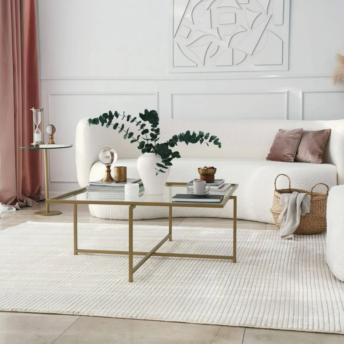 Tavolini Da Salotto|Salotto > Dmora Tavolino da Salotto Cassetti Resistente All'appannamento 94x64x35h cm, Vani - Anna Oro