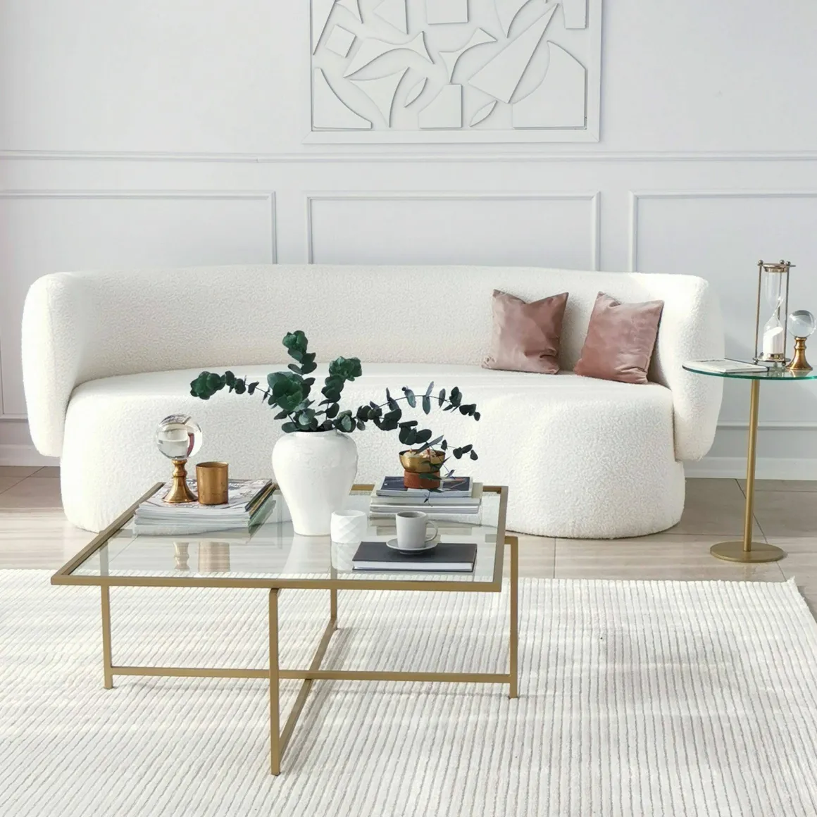 Tavolini Da Salotto|Salotto > Dmora Tavolino da Salotto Cassetti Resistente All'appannamento 94x64x35h cm, Vani - Anna Oro