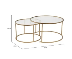 Tavolino da Salotto oro Cassetti set di 2 Tavolini 80x80x43h cm, Vani - Aedion