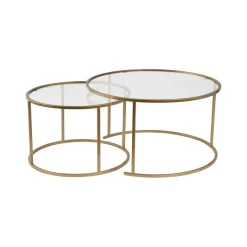 Tavolino da Salotto oro Cassetti set di 2 Tavolini 80x80x43h cm, Vani - Aedion