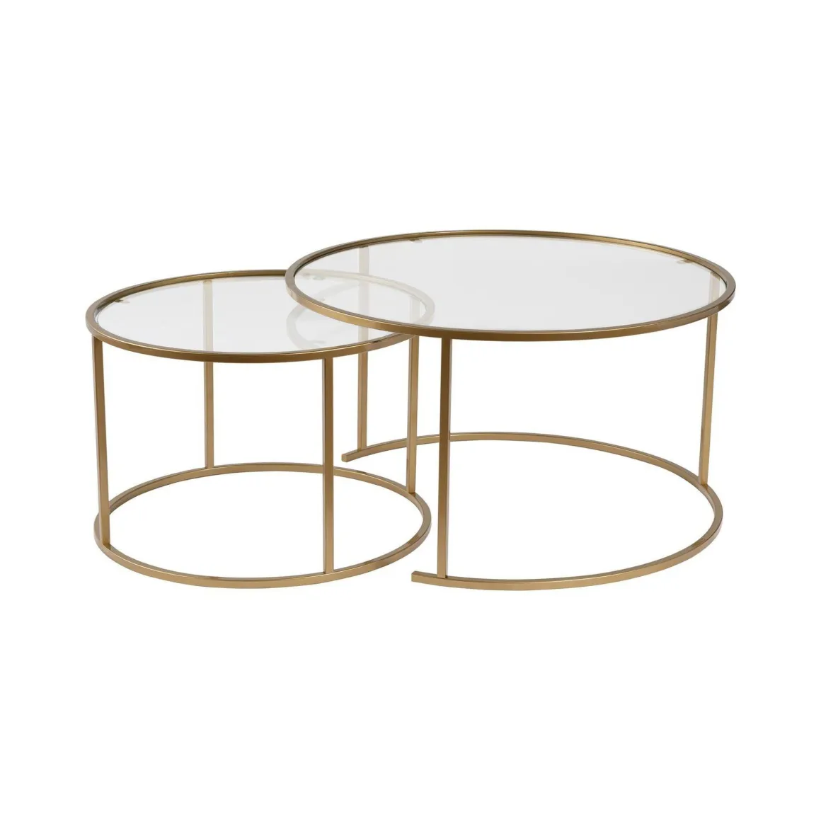 Tavolino da Salotto oro Cassetti set di 2 Tavolini 80x80x43h cm, Vani - Aedion