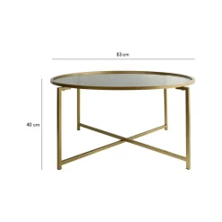 Tavolino da Salotto oro Effetto Fume Forma Rotonda 83x83x40h cm, Sfumatura Colore Ripiano Fume - Ecaterina